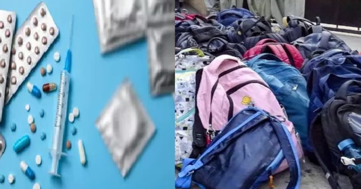Condoms, drugs, cigarettes in students' bags