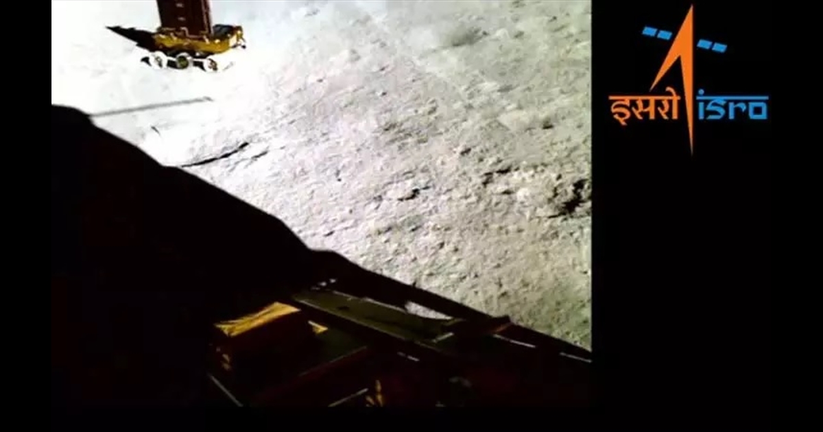 ISRO has released a video of the Vikram lander monitoring the Pragyan rover's activities.