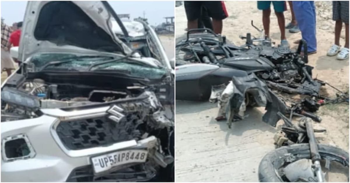 in Uttar Pradesh a Car Two Wheeler Face to Face Crash 4 Dies