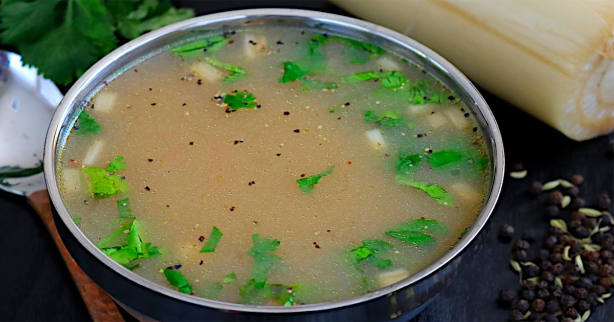 How to Prepare Vazhaithandu Soup Tamil 