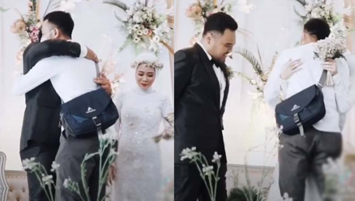 Bride hugs ex lover on stage viral video