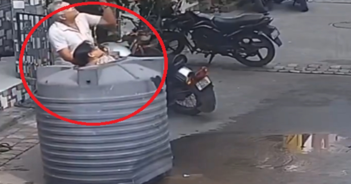 Water Tank Fallen into Women Luckily She Escape 