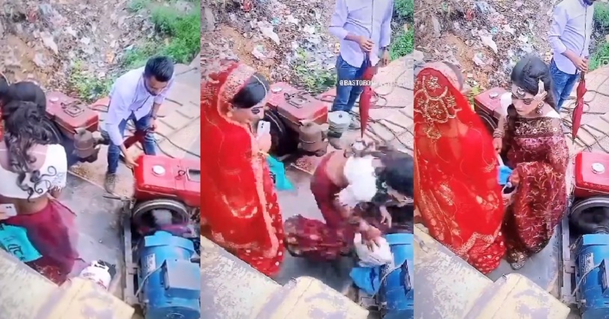 a Woman lost His Saree on Running Motor 