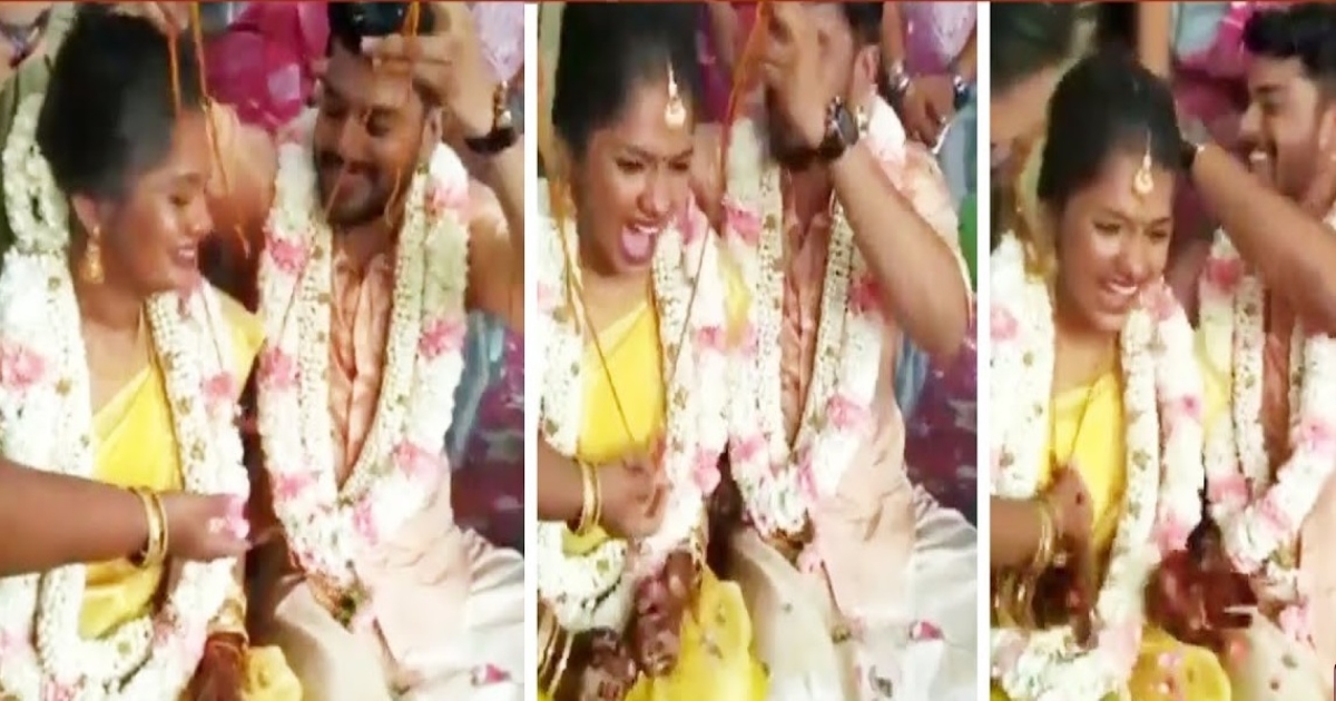 Bride happy moment when knot thaali viral video
