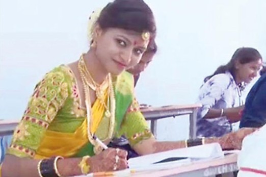 Bride wrote exam after wedding