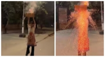 woman-dangerous-diwali-cracker-stunt-viral
