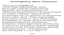 National Disaster Management Test about Alert Message 