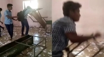 Government school students break down bench and chairs 