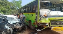 Horrible accident.. 5 people including 4 members of the same family who were traveling in the car collided with a government bus..!