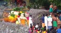 Women lying down top of thorns at sivakangai