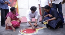 Vijay-perambur-election-campaign-kolam-whistle-symbol