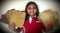 A 10-year-old girl who made paper with vegetable waste