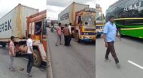 Krishnagiri Shoolagiri NH Suraj Travels Bangalore Omni Bus Driver Attacks TN Lorry 